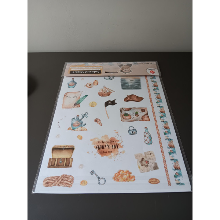 Embossed Stickers - Piraten Thema (Set van 2 vellen)
