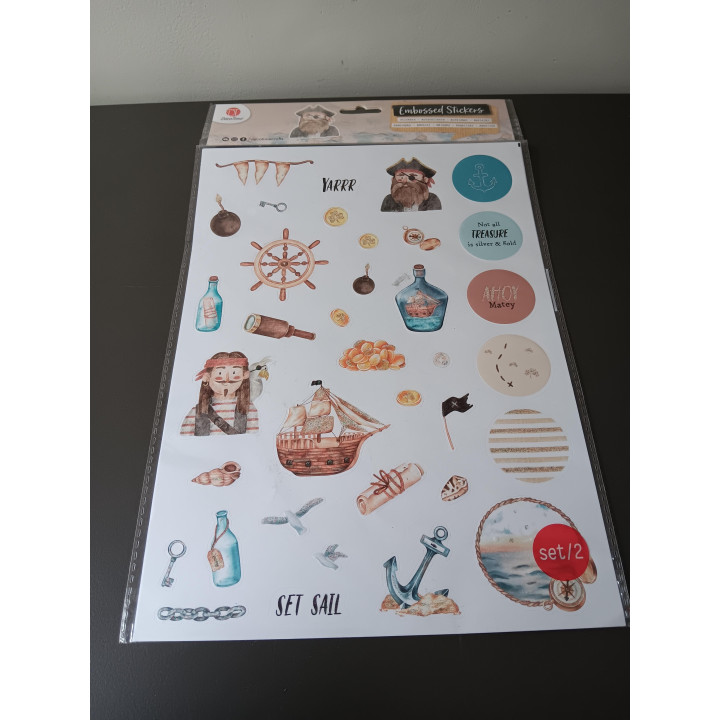 Embossed Stickers - Piraten Thema (Set van 2 vellen)