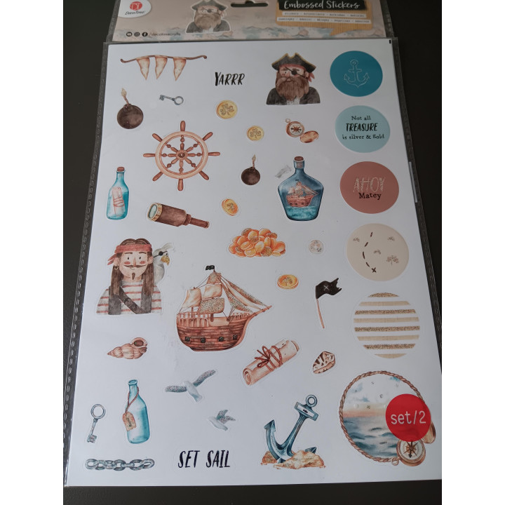 Embossed Stickers - Piraten Thema (Set van 2 vellen)