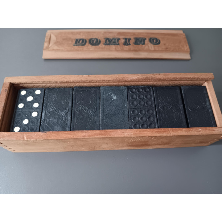 Houten Domino - Set in Schuifkistje (Vintage, compleet)