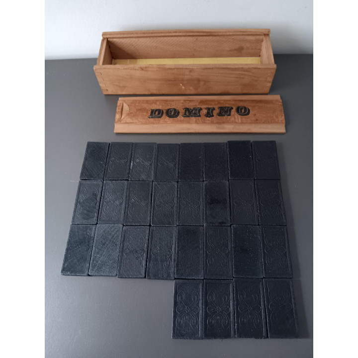 Houten Domino - Set in Schuifkistje (Vintage, compleet)