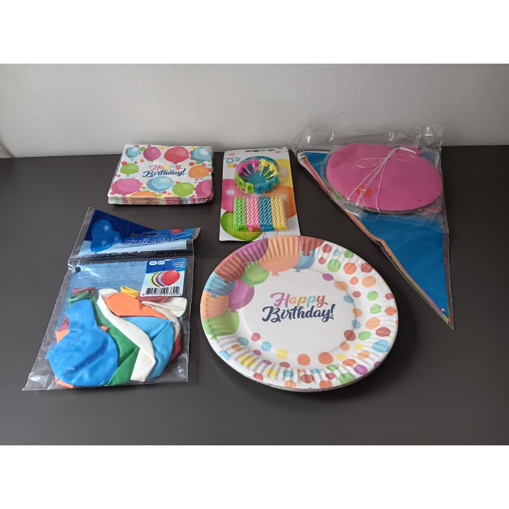 Verjaardag Set - Bordjes, Servetten, Ballonnen, Slingers & Kaarsjes