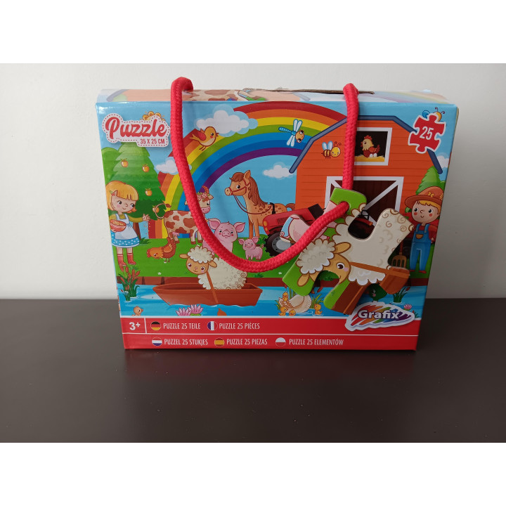 Grafix Kinderpuzzel - Boerderij - 25 Stukjes - Met Draagtasdoos